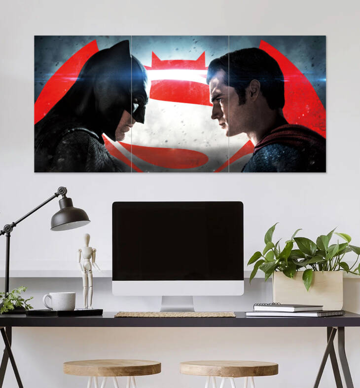 Batman v Superman Face-Off Poster | Super Hero Poster | 3 Piece set Poster