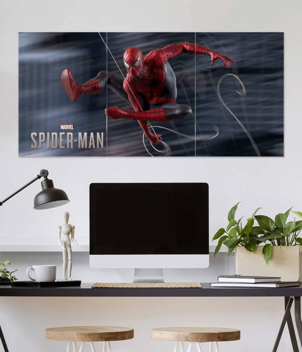 Marvel Spider-Man Swinging Wall Poster | Super Hero Poster | 3 Piece set Poster