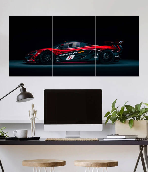 McLaren P1 GTR Racing Car Wall Poster | Car Poster | 3 Piece set Poster