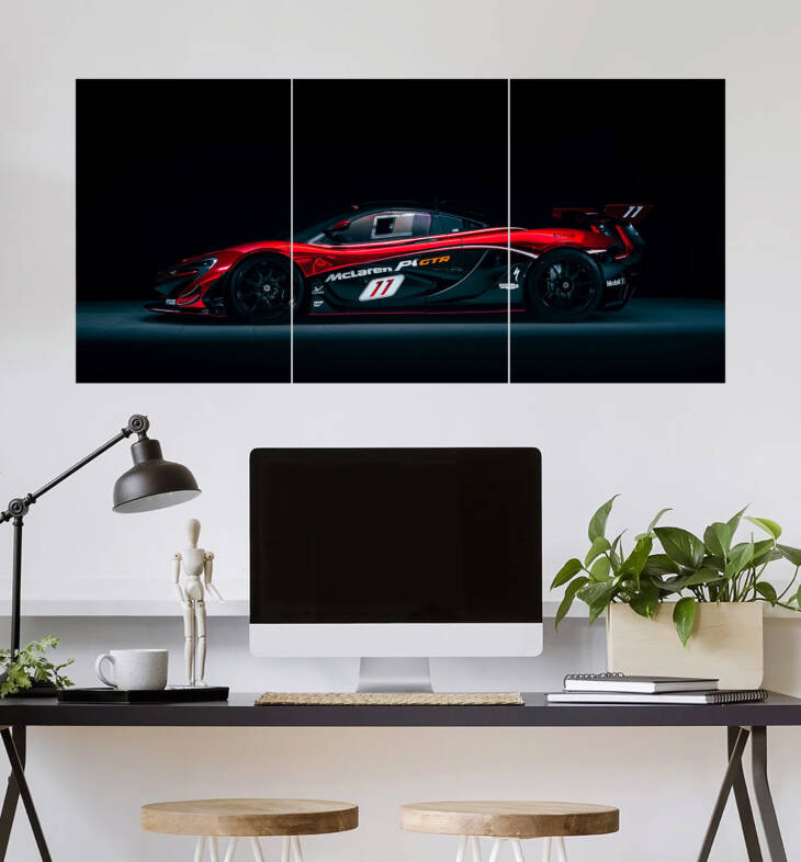 McLaren P1 GTR Racing Car Wall Poster | Car Poster | 3 Piece set Poster
