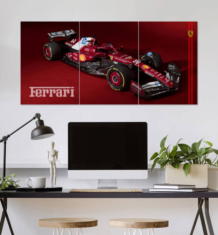 Ferrari Formula One Racing Car Wall Poster | Car Poster | 3 Piece set Poster