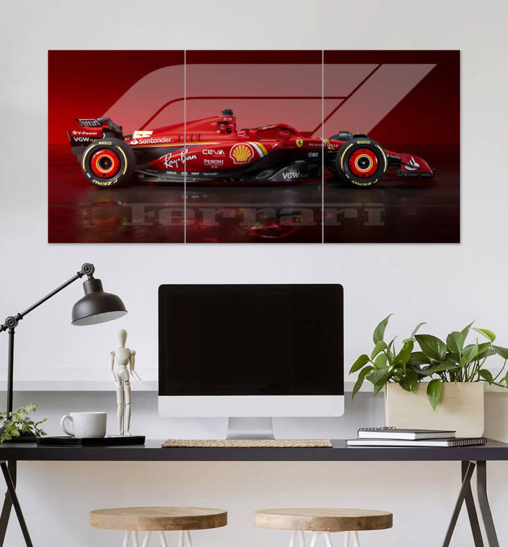 Red Ferrari F1 Car Wall Poster | Car Poster | 3 Piece set Poster