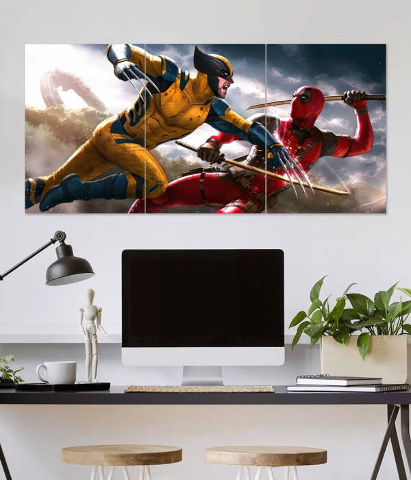 Wolverine vs Deadpool Wall Poster | Super Hero Poster | 3 Piece set Poster