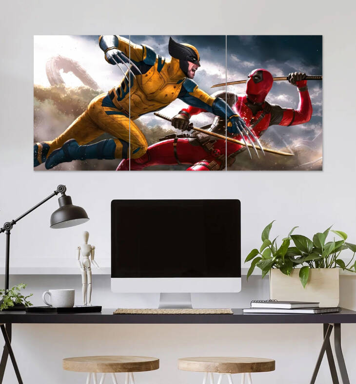 Wolverine vs Deadpool Wall Poster | Super Hero Poster | 3 Piece set Poster