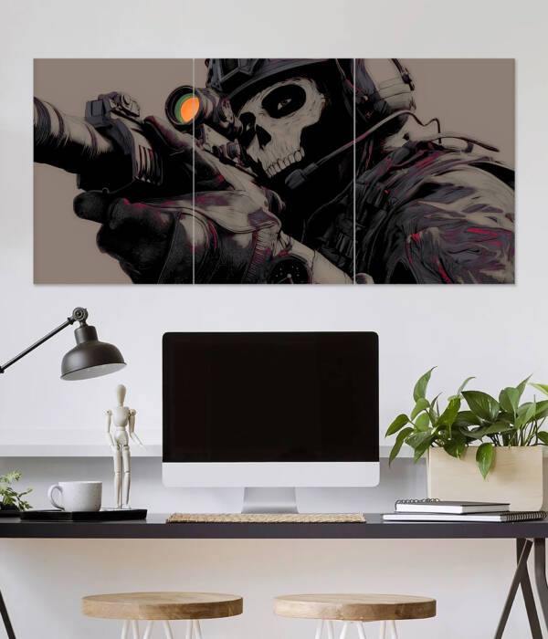 Modern Tactical Soldier Skull Mask Wall Poster | Poster | 3 Piece set Poster