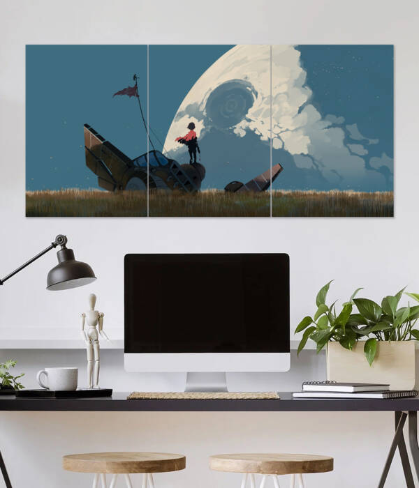 Futuristic Sci-Fi Landscape Wall Poster | Poster | 3 Piece set Poster