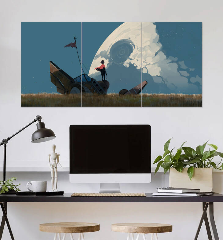 Futuristic Sci-Fi Landscape Wall Poster | Poster | 3 Piece set Poster