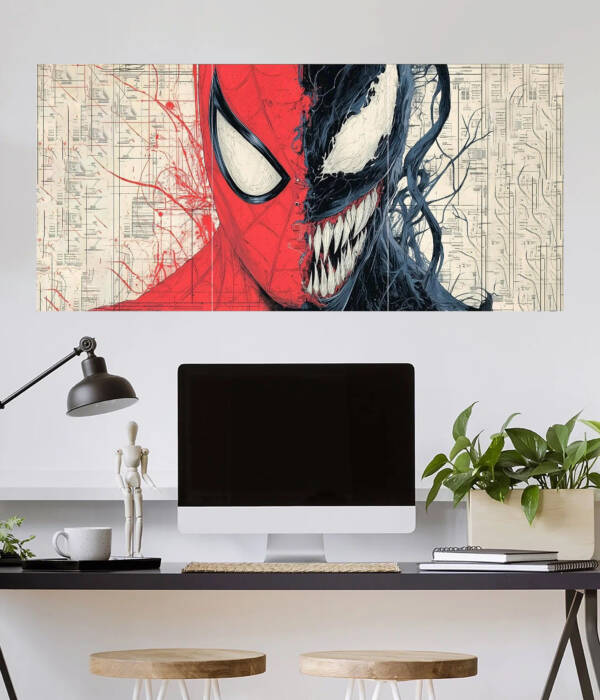Spider-Man vs Venom Split Face Wall Poster | Super Hero Poster | 3 Piece set Poster