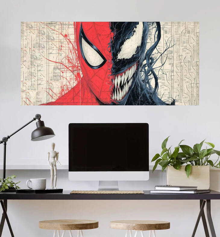 Spider-Man vs Venom Split Face Wall Poster | Super Hero Poster | 3 Piece set Poster