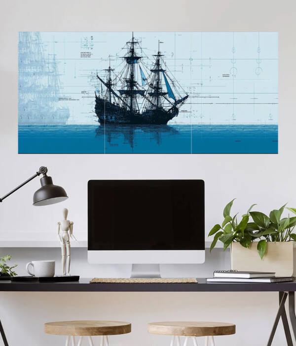 Vintage Sailing Ship Wall Poster | Poster | 3 Piece set Poster
