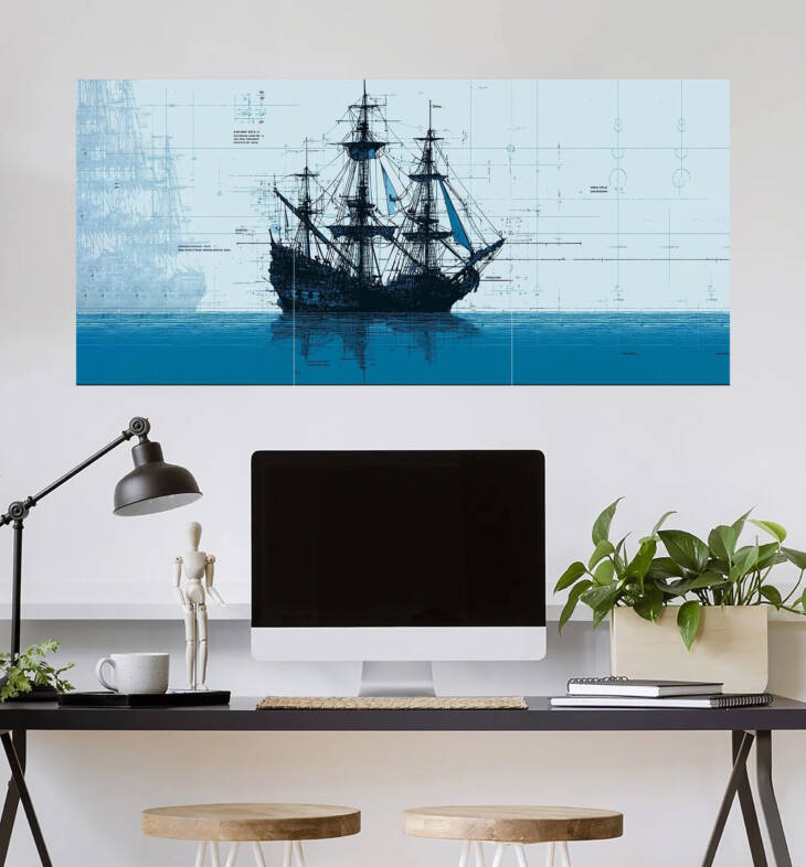 Vintage Sailing Ship Wall Poster | Poster | 3 Piece set Poster