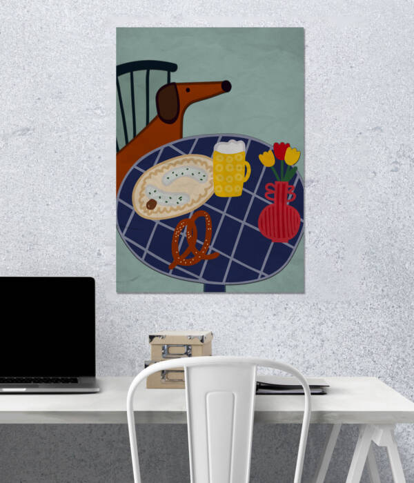 Whimsical Dog & Pretzel Wall Poster | Aesthetic Poster | Single Poster