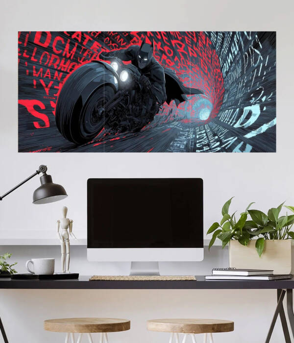 Batman Batcycle Action Poster | Super Hero Poster | 3 Piece set Poster