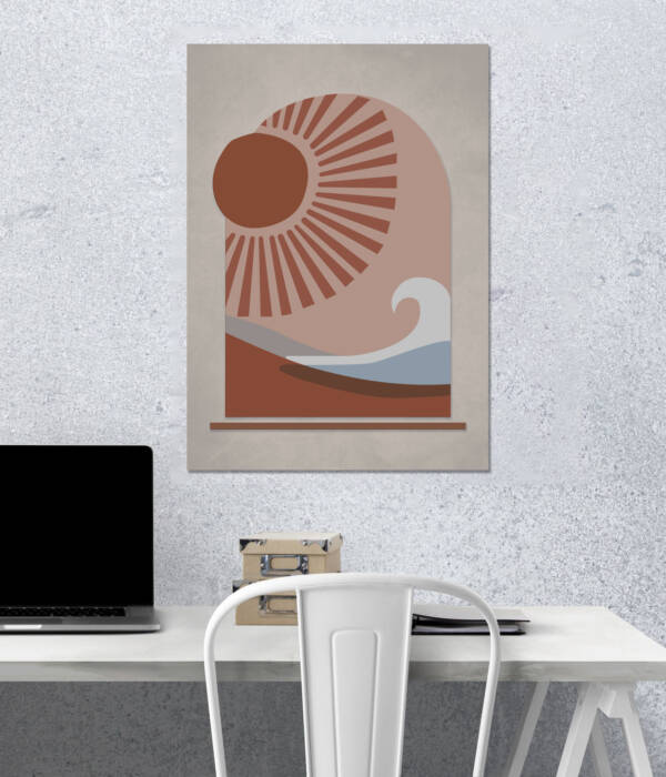 Boho Ocean Wave and Sun Wall Poster | Aesthetic Poster | Single Poster